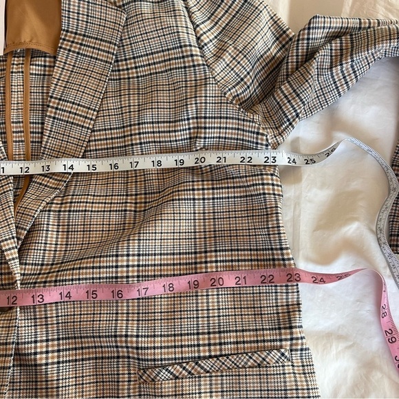 J JILL Jacket Blazer Houndstooth Plaid Tan Navy Oversized Trendy Size L NWT - Picture 11 of 14